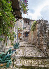 Fototapeta na wymiar Sermoneta (Italy) - A very little and awesome medieval hill town in province of Latina, Lazio region, all in stone with famous Caetani castle. Here a view of historical center