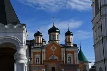Kostroma, Russia, August 2020. Cathedral of the Holy Trinity Ipatiev monastery in Kostroma.