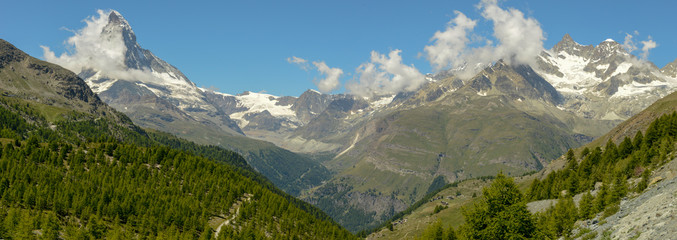 Landscape with mount Matterhorn over Zermatt in the Swiss alps