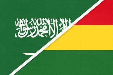 Saudi Arabia and Bolivia, symbol of national flags from textile. Championship between two countries.