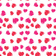 Seamless heart shaped pattern. Design for Valentine's Day or another love romantic projects. Repeating vector illustration for wrapping paper, textile, baby clothing or greeting cards. 