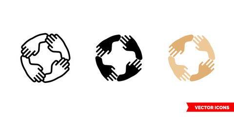 Unity icon of 3 types color, black and white, outline. Isolated vector sign symbol.