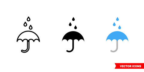 Waterproof icon of 3 types color, black and white, outline. Isolated vector sign symbol.