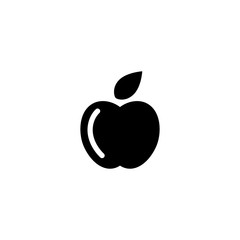 apple black silhouette with leaf
