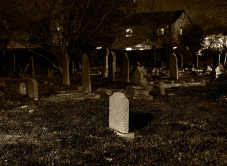 cemetery at night