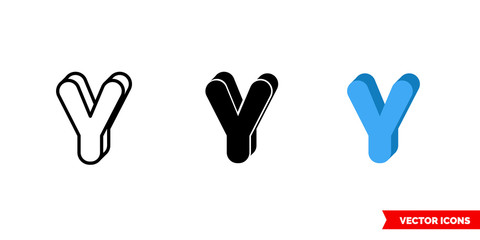 Y icon of 3 types color, black and white, outline. Isolated vector sign symbol.