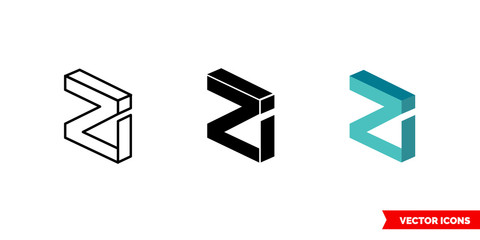 Zilliqa cryptocurency icon of 3 types color, black and white, outline. Isolated vector sign symbol.