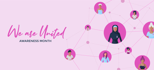 Illustration of awareness month - we are united slogan