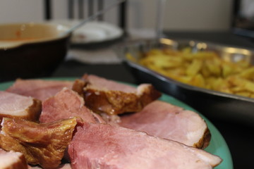 traditional alsatian food, kassler with fries