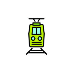 Train color icon thin line, linear, outline front view. Simple sign, logo.