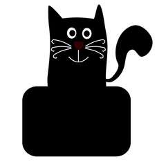 Black cat isolated on white background.
