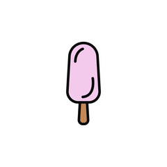 Ice lolly, ice cream color icon thin line, linear, outline. Simple sign, logo