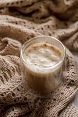 cup of cappuccino near the window