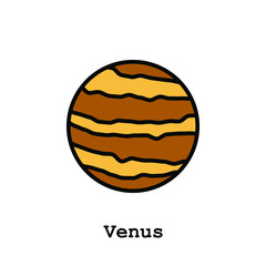 Venus planet color icon thin line, linear, outline vector. Venus planet simple sign, logo