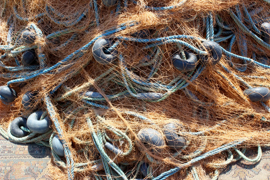 close-up fishing nets and ropes