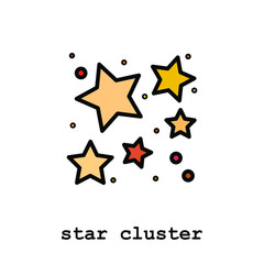 star cluster color icon thin line, linear, outline vector. star cluster simple sign, logo. 