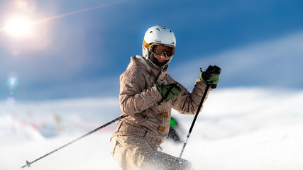 Portrait of female skier