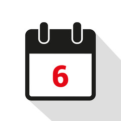 simple calendar icon 6 on white background vector illustration EPS10
