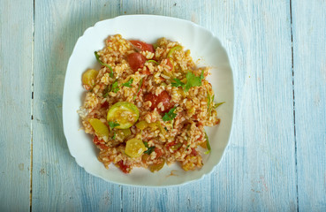 Tomato  courgette risotto