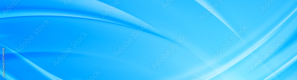 Wall mural abstract shiny light blue smooth waves banner design. vector wavy header background