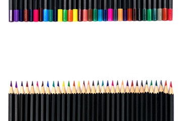 coloured pencils framelook top view isolated