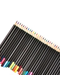 pencils in the row top view isolated