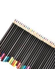 Obraz premium pencils in the row top view isolated