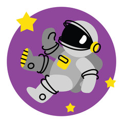 Vector illustration of astronaut lost in space. Spaceman in space suit  in flat style isolated on white