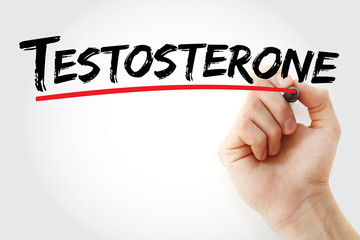Testosterone text with marker, medical concept background