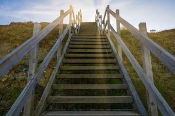 wooden steps heading down over the beach and sand dunes at Lowestoft Suffolk