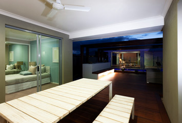 A lounge space at backyard of modern house