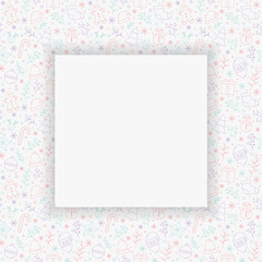 Design of Christmas background with ornaments. Empty Xmas card. Vector