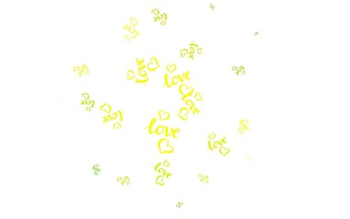 Light Green, Yellow vector pattern with colorful hearts.