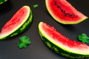 Close-up of fresh slices of red watermelon