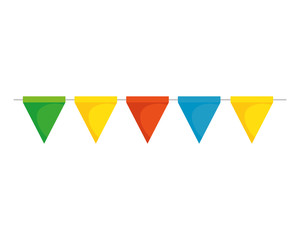 garlands hanging of green, yellow, red and blue color vector illustration design