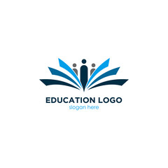 educational logo with books and people
