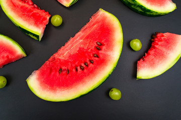 Close-up of fresh slices of red watermelon