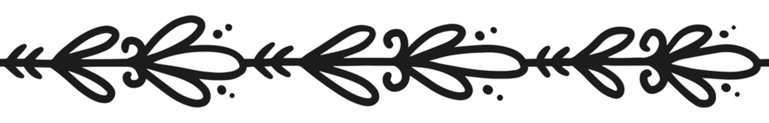 Seamless floral repeate border-brush. Isolated on white background. Vector illustration