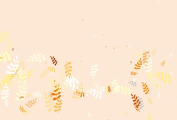 Light Yellow vector natural pattern with leaves.
