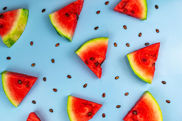 Close-up of fresh slices of red watermelon