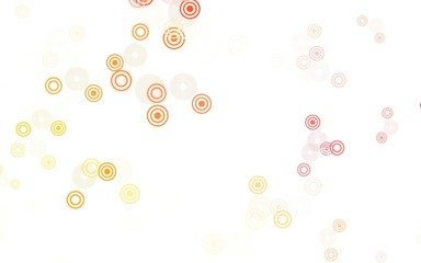 Light Red, Yellow vector background with bubbles.