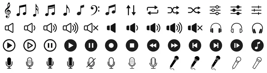 Rolgordijnen Music and sound icon set. Music sign. Vector © warmworld