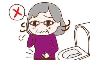 便秘でお腹がポッコリの高齢の女性