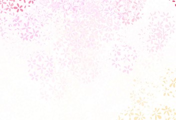 Light Pink, Yellow vector abstract background with leaves.