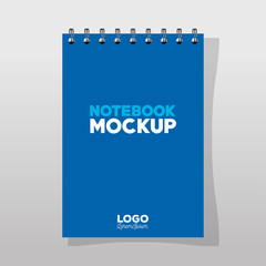 corporate identity branding mockup, mockup with notebook of cover blue color vector illustration design