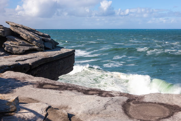 Storm waves crashing on the rocks, Bondi Australia