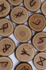 round wooden runes