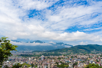 Fototapeta na wymiar Panoramic top view of Katmandu city, Nepal