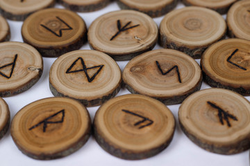 round wooden runes