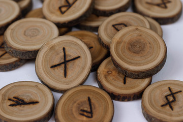 round wooden runes
